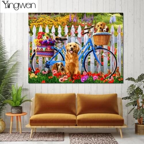 Full Drill Diy Diamond Painting Bicycle Garden Dogs Full Diamond Embroidery Home Decor Mosaic Wall Art Cross Stitch Kits Gift