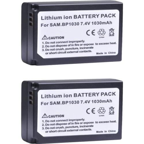 AsperX 2pcs BP-1030 BP 1030 BP1030 Rechargeable Battery for Samsung NX200 NX210 NX300 NX500 NX1100 NX1000 NX-300M Battery