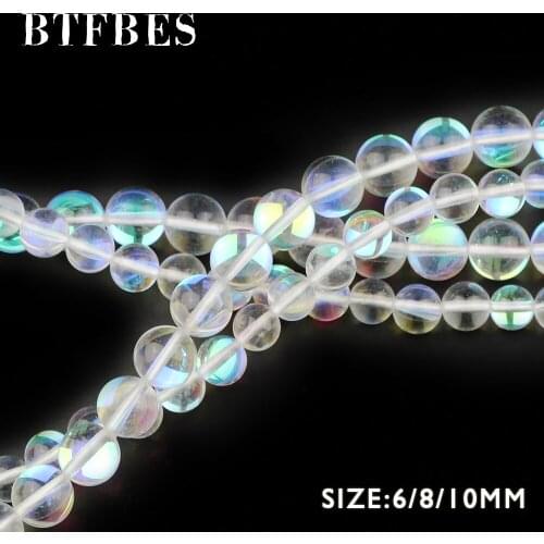 BTFBES White Synthetic Flash Stone Natural Labradorite Stone Beads 6 8 10mm Round Loose Beads Jewelry Bracelet Making DIY Ball