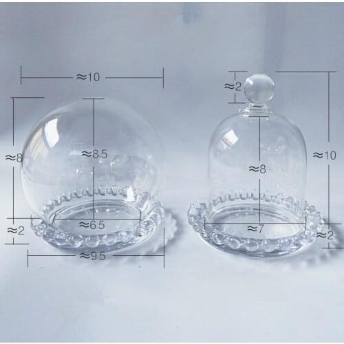Free Shipping 2pcs/set Creative Floral Border Glass Base Dome Candle Dust Cover Cake Plate Egg Tart Dish