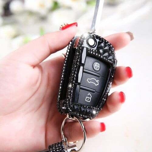 LUNASBORE Luxury Diamond Bling Car Key Case Cover/ Key Shell Holder For AUDI A1 A3 Q3 S3 S5 S6 R8 TT Q7 Q5 A6 A4 Accessories