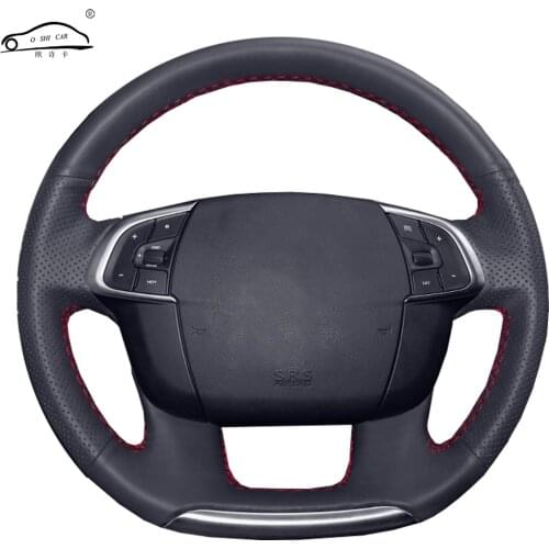 Genuine Leather car steering wheel Cover for Citroen C4 C4L 2011-2015 DS4/dedicated Steering-Wheel Handlebar Braid