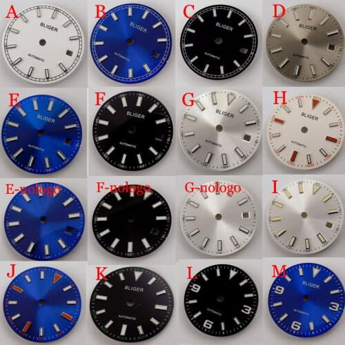 BLIGER Green Luminous Steel Automatic 29mm Watch Dial fit MIYOTA 8215 821A 8205 MINGZHU 2813