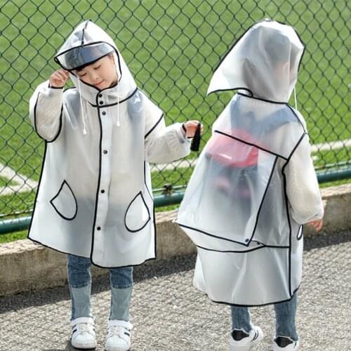 Transparent Raincoat Boys Rain Coat Hooded Outdoors Clear Waterproof Kids Girl Boy Toddler Childrens Rainwear Protective Covers