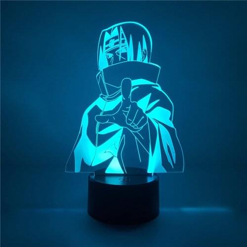 Naruto Uchiha Itachi Anime Figures Night Light 3D Led Acrylic Shippuden Lamp Action Color Changeable Figurine Collectible Model