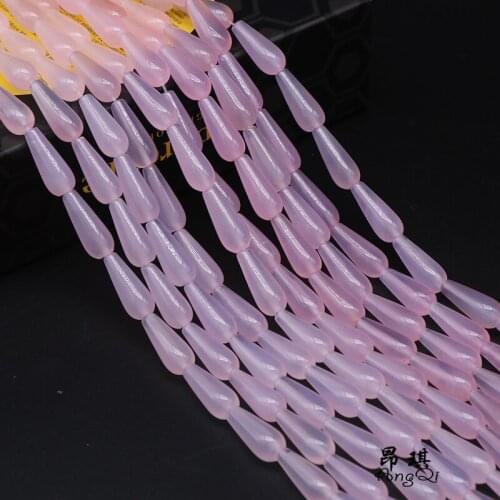 Natural Gem Stone Pink Agates Drop shaped 8x20mm Rondelle Crystal Loose Spacer Round Beads for Jewelry Making Charm Bracelets