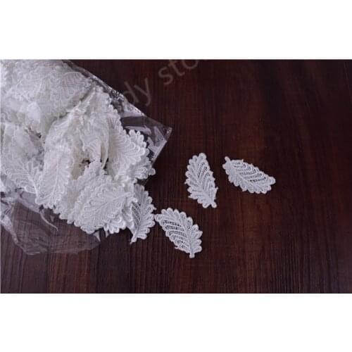 1000pcs cream white leaf shape Lace patch motif applique for hair ornament hair bow DIY accessory 5cm*3cm