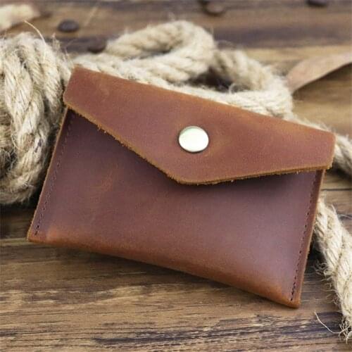 Retro Simplicity Casual all-match square buckle high-quality crazy horse leather large-capacity coin purse natural cowhier purse