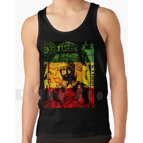 Rasta Haile Selassie Natural Mystic Lion Of Judah tank tops vest 100% Cotton Rasta Rasta Haile Selassie Menen Empress