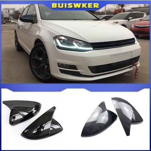 2PCS Mirror Covers Caps RearView Mirror Case Cover For VW Golf MK7 7.5 GTI 7 7R Carbon Bright Black Cover car accessory