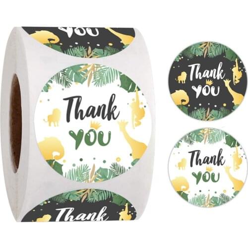 50-500pcs Green Leaves Thank You Stickers 1inch Sealing Label Stickers for Wedding DIY Gift Decoration Business Packing Stickers