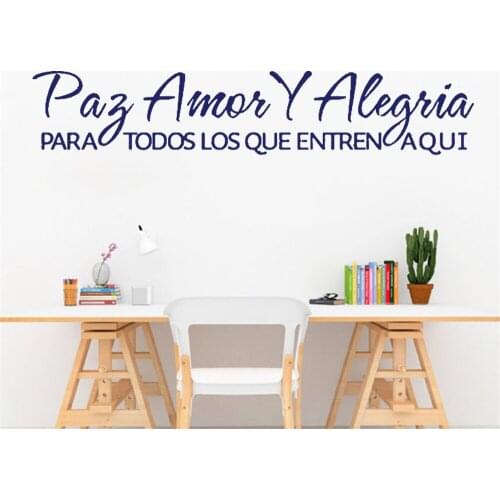 Wall Stickers Pay Amor Y Alegría Para Todo Los Que Entren Spanish Quotes Mural Decals Vinyl Room Livingroom Decor Poster RU2517