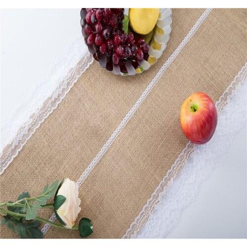 Natural Vintage Jute Linen Hessian Burlap Table Cloth Runner Country Event Wedding Decoration Party decor Supplies