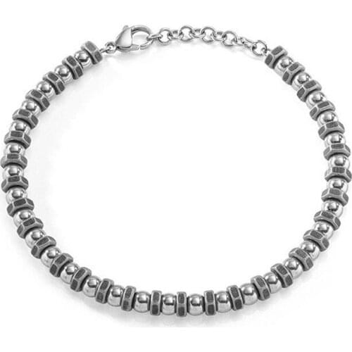 New Arrival Runda Fashion Stainless Steel Men Vitange Bracelet with Bead Screw Jewelry