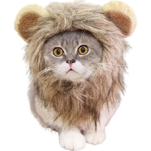 Lion Mane Wig Hat For Cats Funny Cute Party Costume Cosplay Ears Cap For Pet Clothes New Year Costumes Cat Accessory Pet Clothes