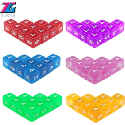 Transparent Digital D6 Dice RPG Red Blue Green Yellow Orange Purple 7 Colors Poker Chips for Board Game