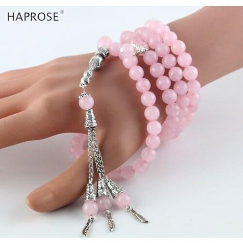 Pink crystal tasbih bracelet Islamic Muslim tesbih Allah vase shape accessories necklace 99 beads bracelet accessories gifts