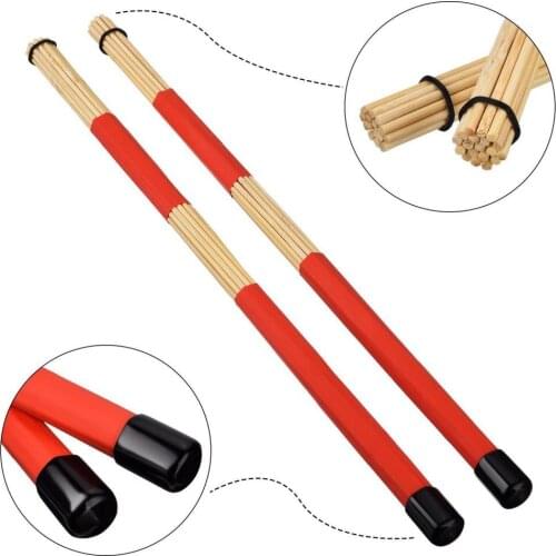 Jazz Drum Bar Brushes with Storage Bag Accessories for Popular Music Golden