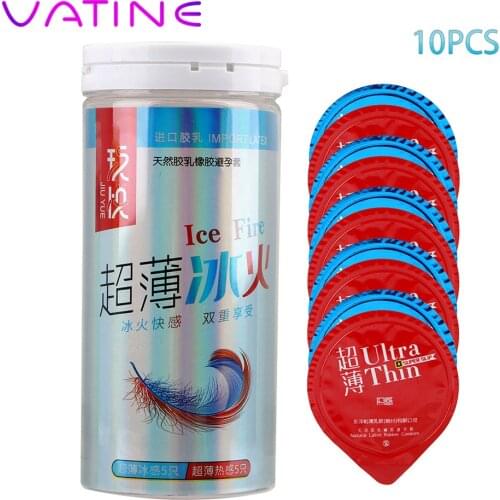 VATINE 10Pcs/set Natural Latex Condom with Full Oil Penis Sleeve Ultra thin Erotic Adult Products Sex Toys for Men