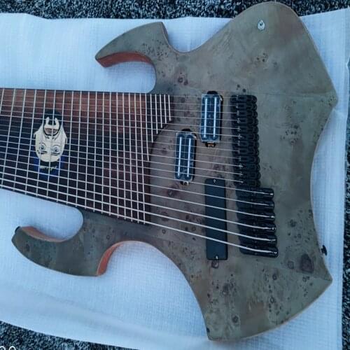 High quality 18 string custom electric guitar, finger board pattern inlay, bass and guitar integration, free transportation