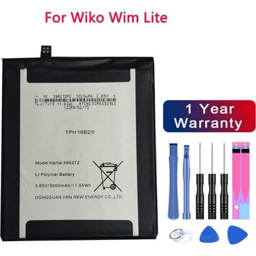 High Quality 3000mAh 396272 For Wiko Wim Lite For BQ BQS 5504 Strike Selfie Max WIKO View Prime/Upulse Lite/WIKO U Pulse Battery