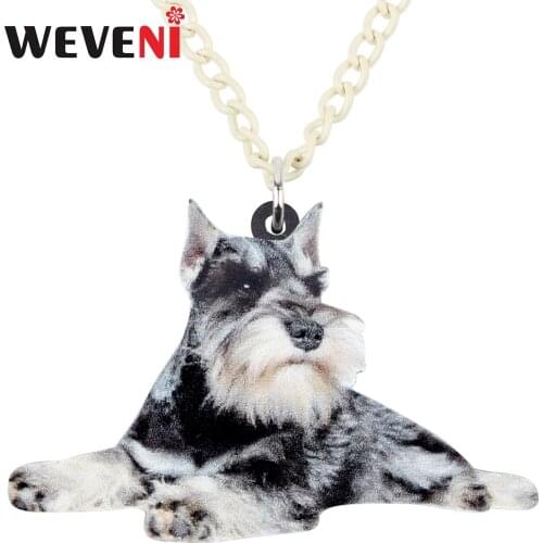 WEVENI Acrylic Schnauzer Terrier Dog Necklace Pendant Sweater Chain Choker Animal Jewelry For Women Girls Gift Pet Lovers Bijoux