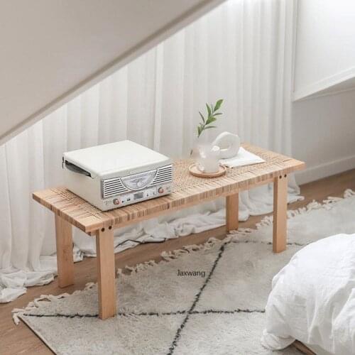 Japanese Tea Table Solid Wood Rattan Bench Shoe Replacement Stool Bed and Breakfast Room Long Design Coffee Table Home Furniture
