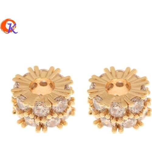 Cordial Design 20Pcs 9*9MM Jewelry Accessories/DIY Part/Genuine Gold Plating/Cylinder Shape/Hand Made/CZ Charms/Earring Findings