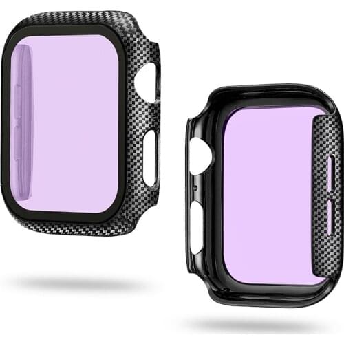 Screen Protector Carbon Fiber Case for Apple Watch SE Cover Series 6 5 4 3 Hard Bumper 40mm 44mm 38mm 42mm for iWatch Glass Film