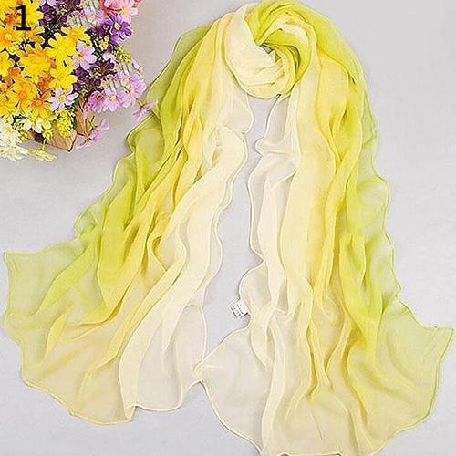 Womens Fashion Scarves Casual Pastoralism Chiffon Printing Gradient Ramp Scarf