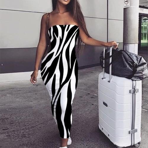 KYKU Brand Zebra Dress Women Black And White Boho Stripe Sundress Harajuku sleeveless Womens Clothing Summer Ladies Large Sizes