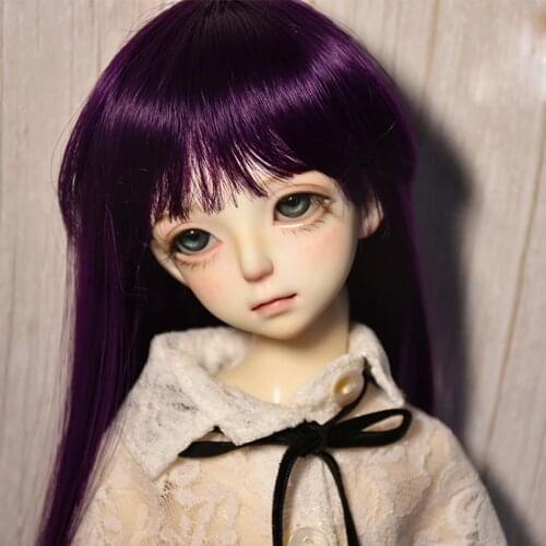 1/3 1/4 1/6 1/8 Bjd SD Doll Wig High Temperature Wire Long Dark Purple Straight Wig For BJD Hair Wig