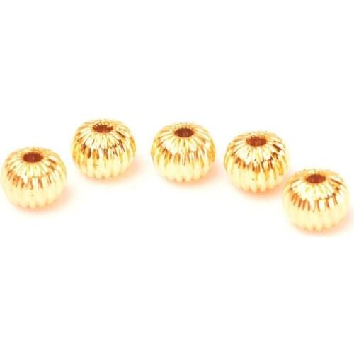 10 PCS 6mm Fashion Metal Brass Gold Round Spacer Beads DIY Hole Beads For Jewelry Making