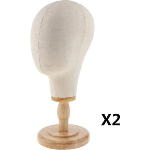 2x 21' Canvas Block Mannequin Head Wig Hat Making Glasses Holder with Stand