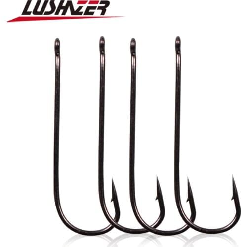 30pcs/lot LUSHAZER Fishing hooks Carbon Steel Big Long Shank Fishhook Sea Hook Pint Hook with Eyes with barb fishing accessories