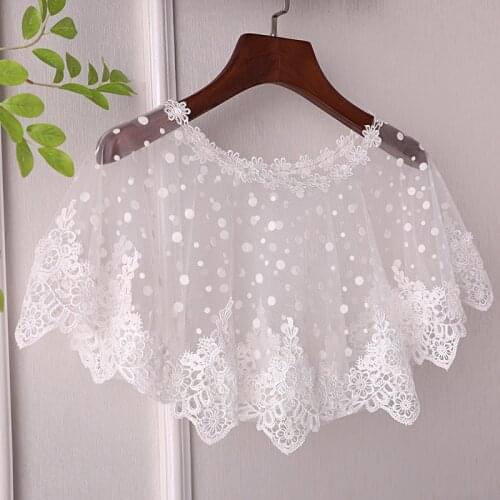 White Lace Collar Sunscreen Cloak Neck Shawl Thin Short Coat Jacket Strapless Small Shawl Vest Summer Dress Lace Fabric