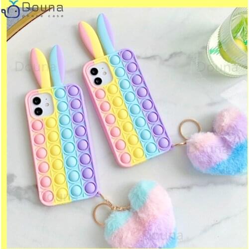 Poco X3 Pro NFC Case for Xiaomi Redmi Note 8 9S 9 Pro Max Relieve Stress Pop Fidget Toys Push Bubble Cute Rabbit Ear Cover Coque