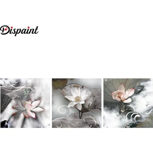 Dispaint Full Square/Round Drill 5D DIY Diamond Painting "Flower lotus landscape" 3D Embroidery Cross Stitch 5D Home Decor Gift