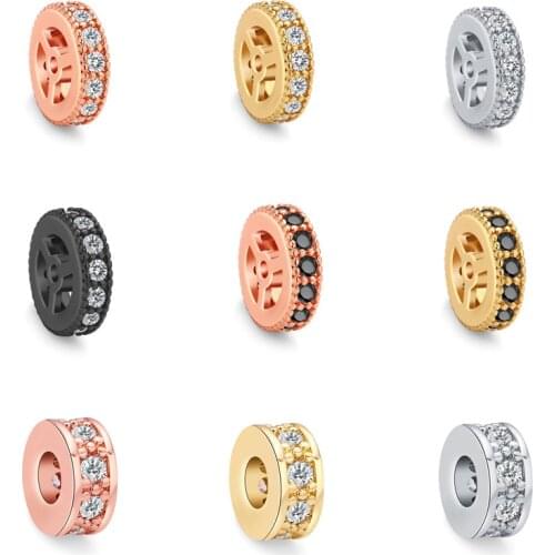 MINHIN Gold Silver Plated Zircon Rondelles Crystal Beads Loose Spacer Beads for Jewelry Making DIY Bracelets Accessories