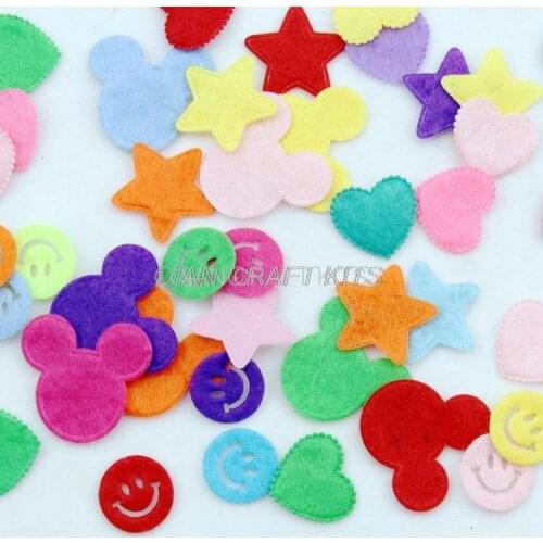 Set of 1000pcs 17-29mm Felt Pack Felt star,heart,smile face,mouse shaped multiple Colors wholesale free shipping-by0110