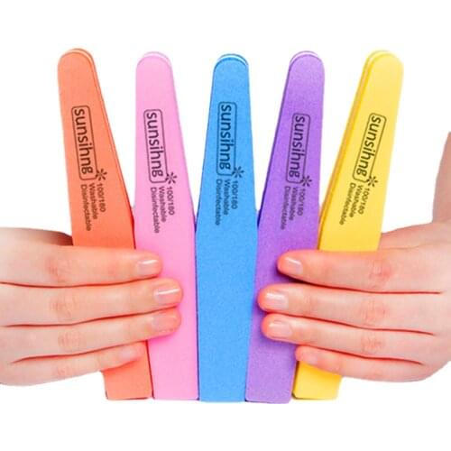 10PCS Nail File Set 100/180 Grit Wooden Sandpaper Stick Nail Buffer Block Washable Sanding Board Tools For Manicure
