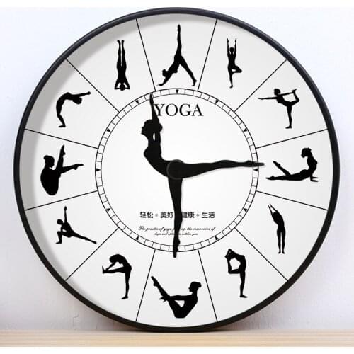 Nordic Simple Wall Clock Modern Design Silent Metal Yoga Electronic Wall Clock for Living Room Girl Zegar Home Decor AD50WC