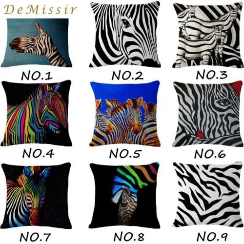 Wholesale Color zebra Pattern 45x45cm Cushion Covers Cotton Linen Square throw Pillow Cases Sofa Car Home Decoration