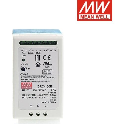 Original MEAN WELL DRC-100B 27.6V 2.25A 100W UPS DIN Rail Security Industry OR Battery Systerms Switching Power Supply