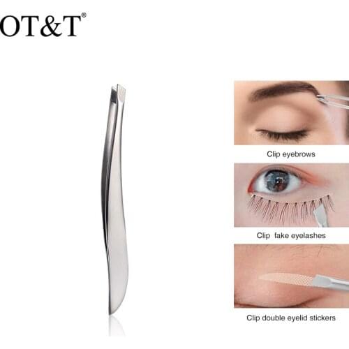OT&T Eyebrow Tweezer Makeup Tools Stainless Steal Eyebrow Clip Slanted Tweezer Plucking Eyebrows Lip Hair Removal Tool