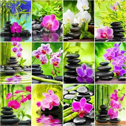 Full Square/Round 5D Diamond Painting Phalaenopsis Embroidery Bamboo Diamond Mosaic Stone Cross Stitch Gift