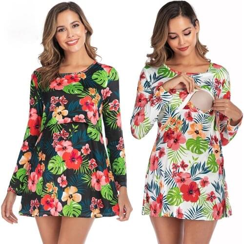 Casual Clothes For Pregnant Women Floral Womens T-shirt For Nursing Mothers Pregnancy Clothing Maternity Breastfeeding Tops