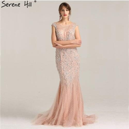 Luxury Beaded Sequins Mermaid Evening Dresses 2020 Sheer Formal Dress Party Gown Vestido De Festa Arabic BLA6248