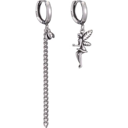 S925 Silver Earing Simple Retro Earrings with Non-Mainstream Angel Ear Clip All-match Temperament for Female Gifts Wholsale