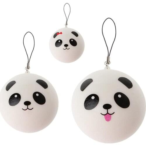 Cute Panda Squishy Steamed Bun Bag Phone Pendant Lanyard Keychain Kid Toy Gift